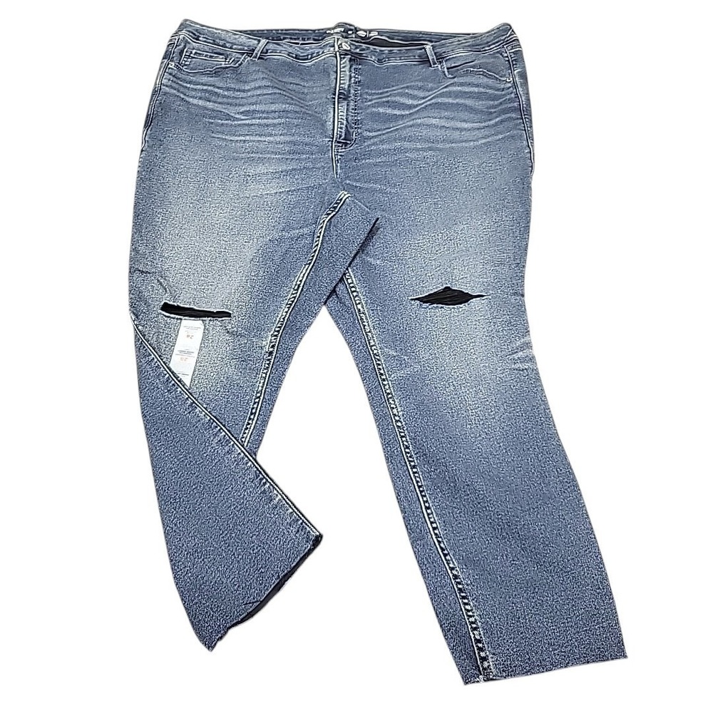Old Navy Womens Rockstar Super Skinny Distressed Stretch Jeans Blue Plus 28 4X